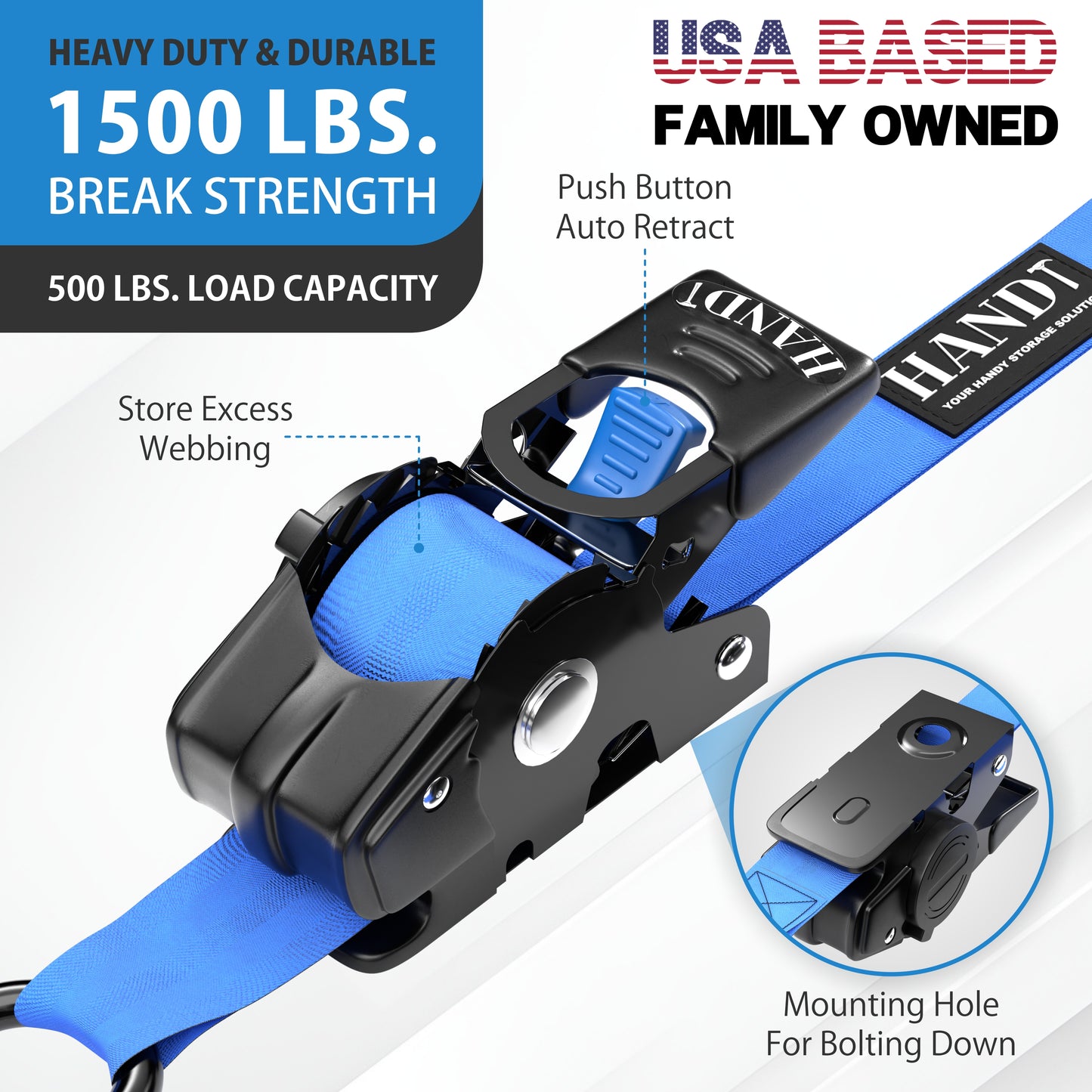 Retractable Ratchet Straps With Soft Loops & Carrying Case