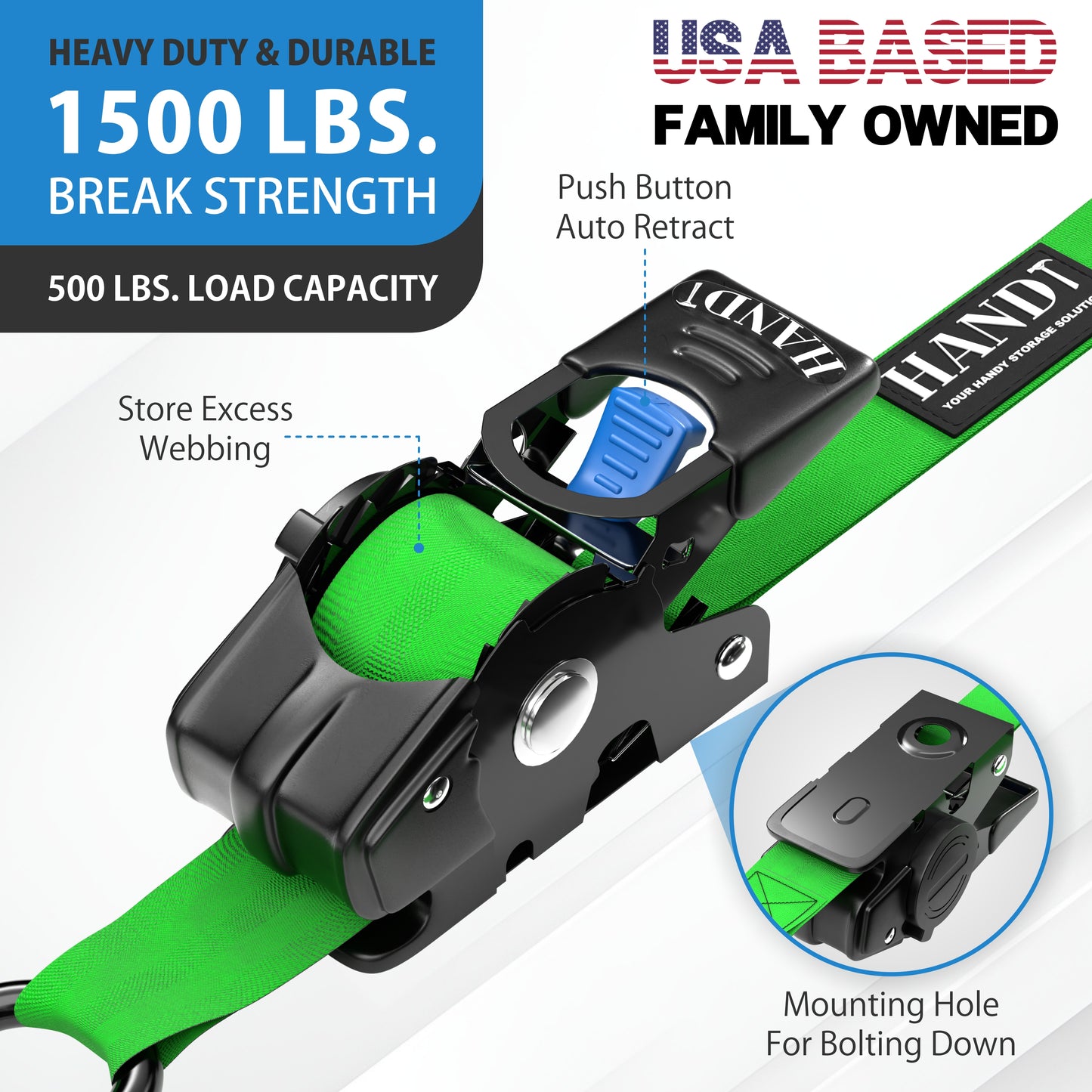 Retractable Ratchet Straps With Soft Loops & Carrying Case