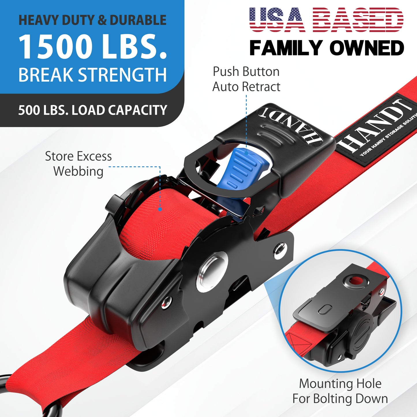 Retractable Ratchet Straps With Soft Loops & Carrying Case