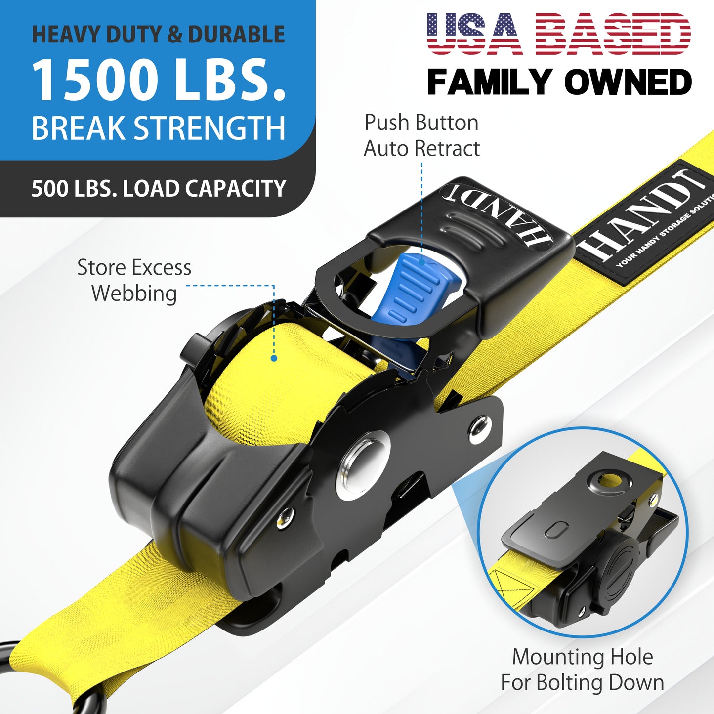 Retractable Ratchet Straps With Soft Loops & Carrying Case
