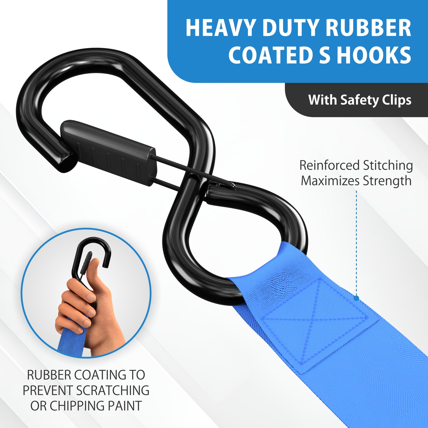 Retractable Ratchet Straps With Soft Loops & Carrying Case