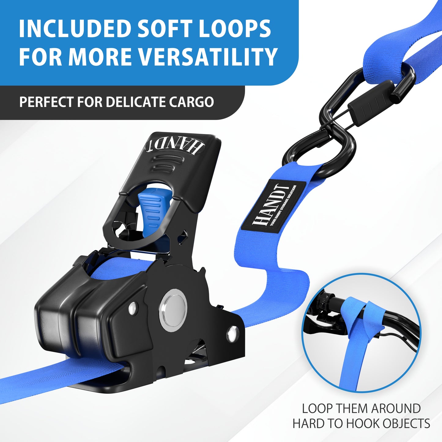 Retractable Ratchet Straps With Soft Loops & Carrying Case
