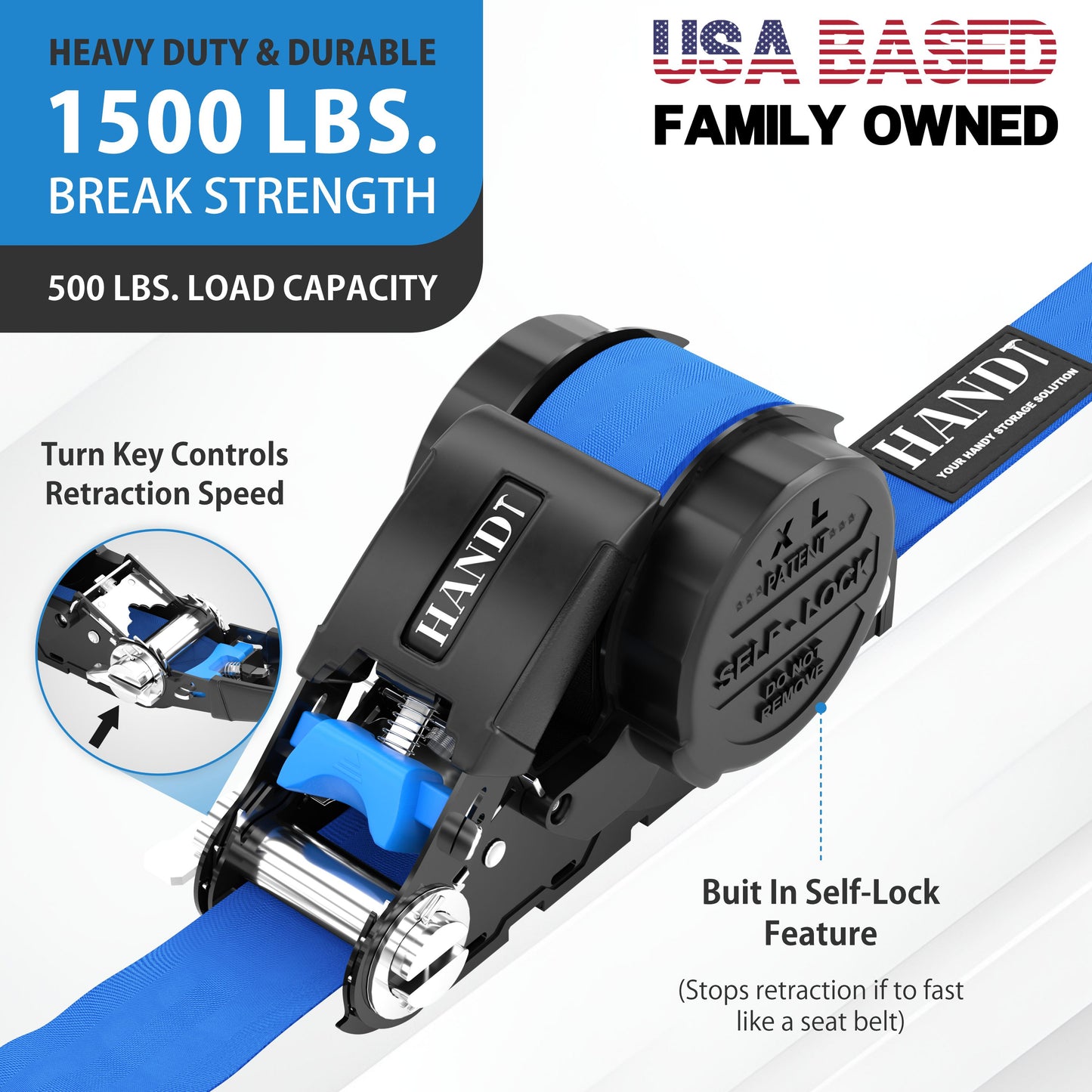 Retractable Ratchet Straps With Soft Loops & Carrying Case