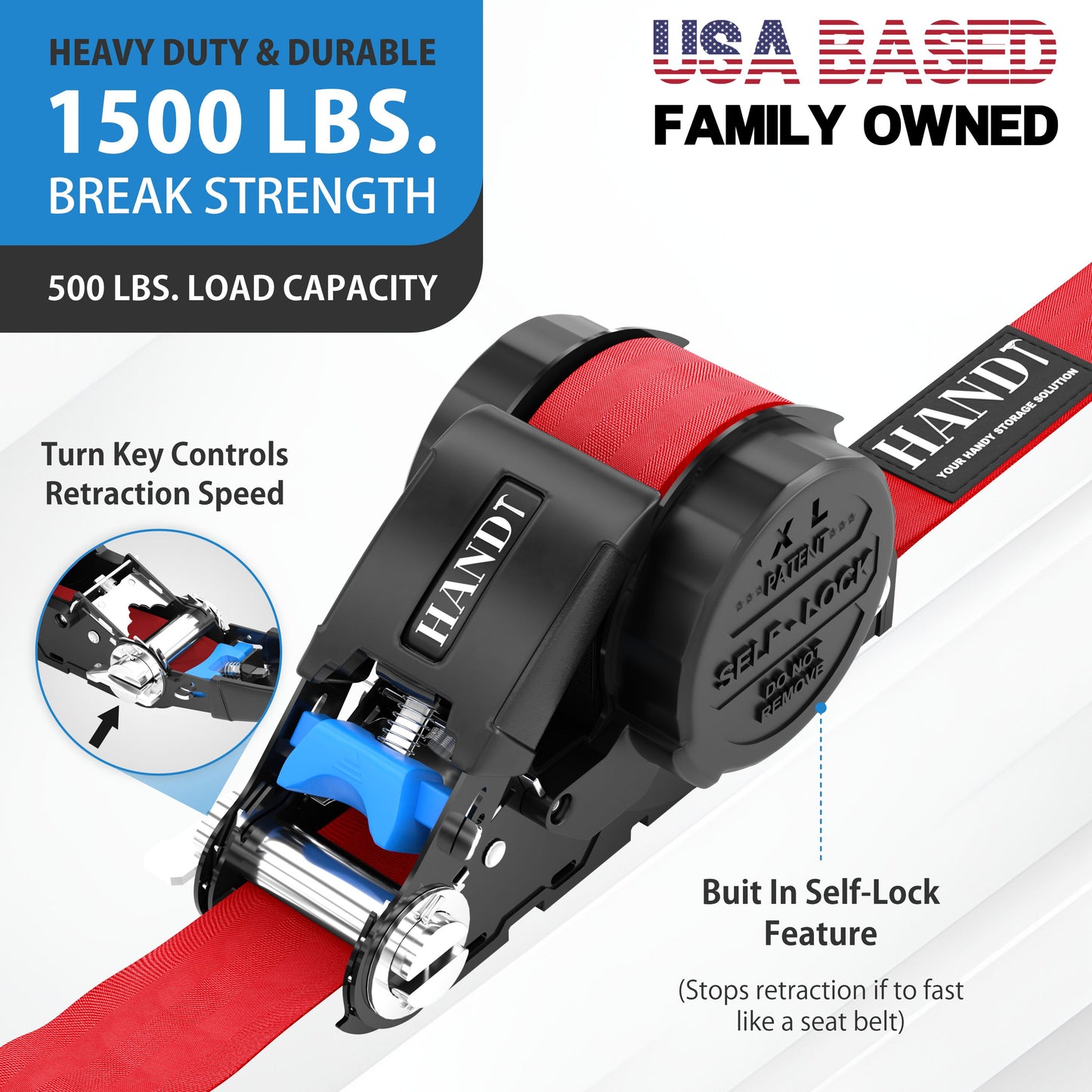 Retractable Ratchet Straps With Soft Loops & Carrying Case