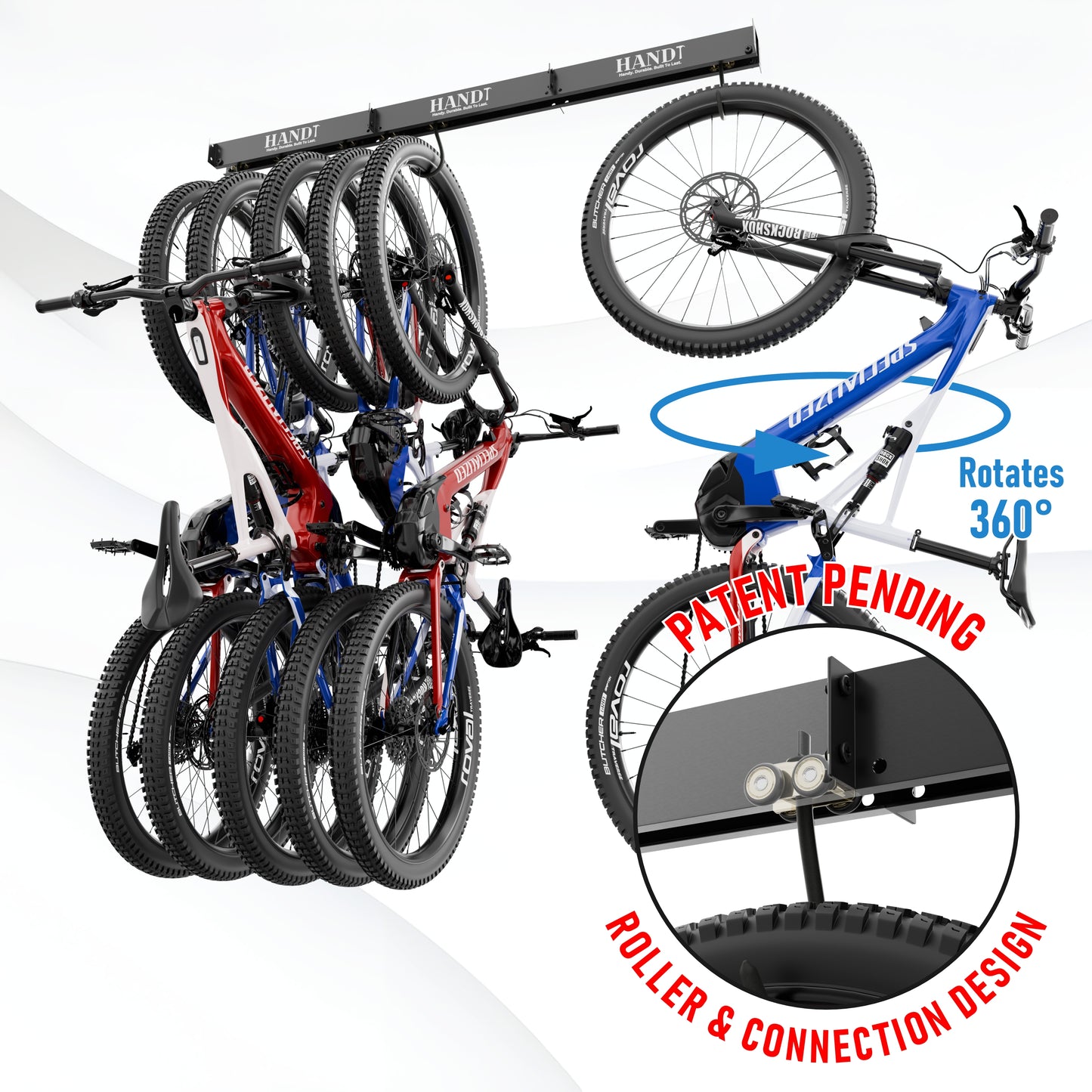 Ceiling Bike Sliding Hanger, Mount Up To 6 Bikes, Heavy Duty 450lbs Limit