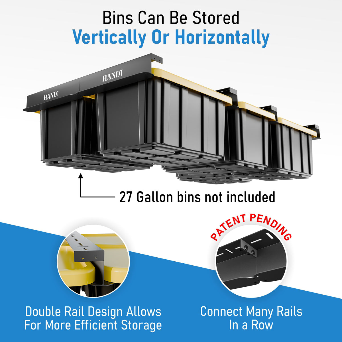 Overhead Connectable Metal Rails For Ceiling Storage