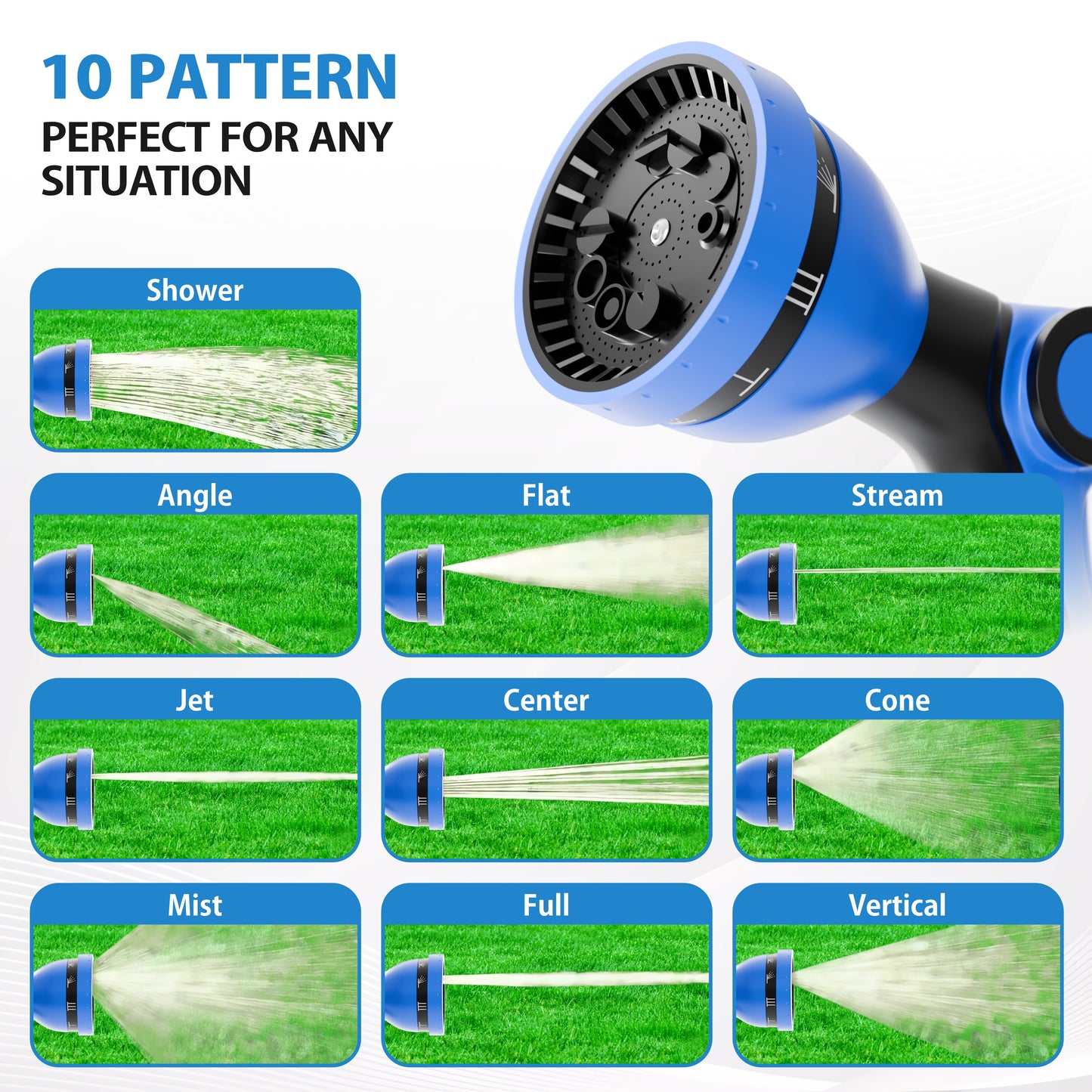 Retractable Garden Hose Reel, Quick Connect With 10-Pattern Nozzle