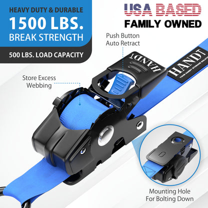 Retractable Ratchet Straps With Soft Loops & Carrying Case
