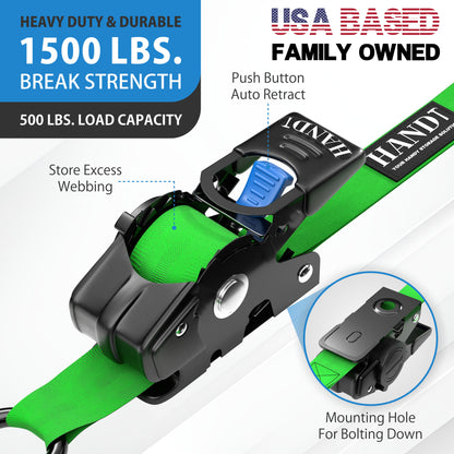 Retractable Ratchet Straps With Soft Loops & Carrying Case
