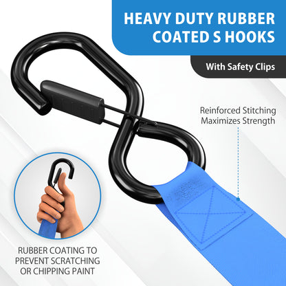 Retractable Ratchet Straps With Soft Loops & Carrying Case