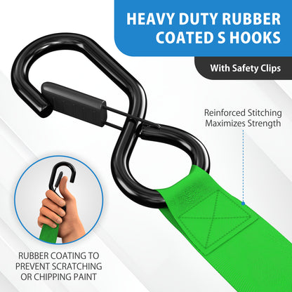Retractable Ratchet Straps With Soft Loops & Carrying Case