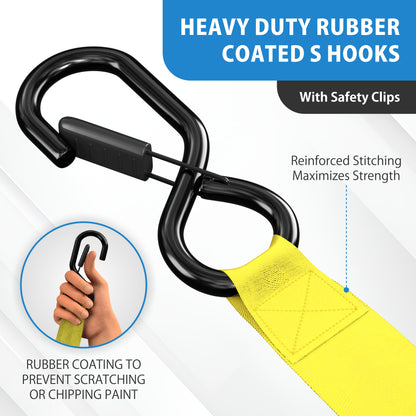 Retractable Ratchet Straps With Soft Loops & Carrying Case