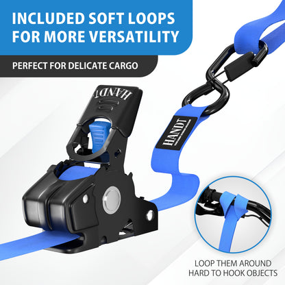 Retractable Ratchet Straps With Soft Loops & Carrying Case