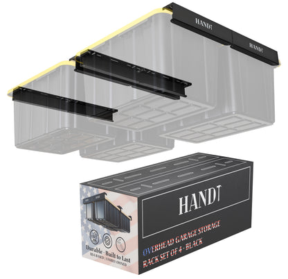 Overhead Connectable Single Rail Metal Ceiling Storage, Black