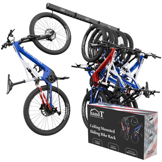 Ceiling Bike Sliding Hanger, Mount Up To 6 Bikes, Heavy Duty 450lbs Limit