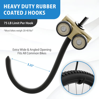 Ceiling Bike Sliding Hanger, Mount Up To 6 Bikes, Heavy Duty 450lbs Limit