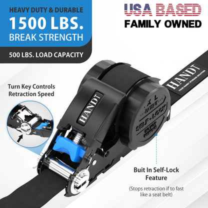 Retractable Ratchet Straps With Soft Loops & Carrying Case
