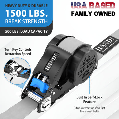 Retractable Ratchet Straps With Soft Loops & Carrying Case