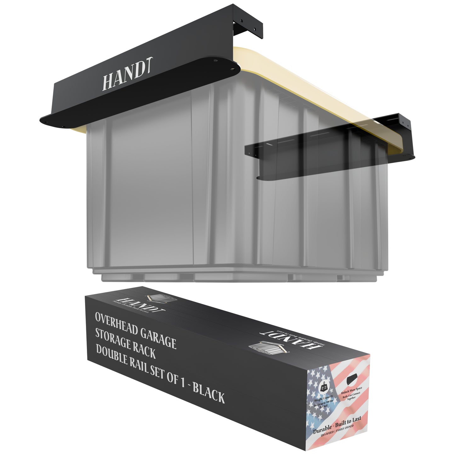 Overhead Connectable Rail Metal Ceiling Storage, 4 Sets