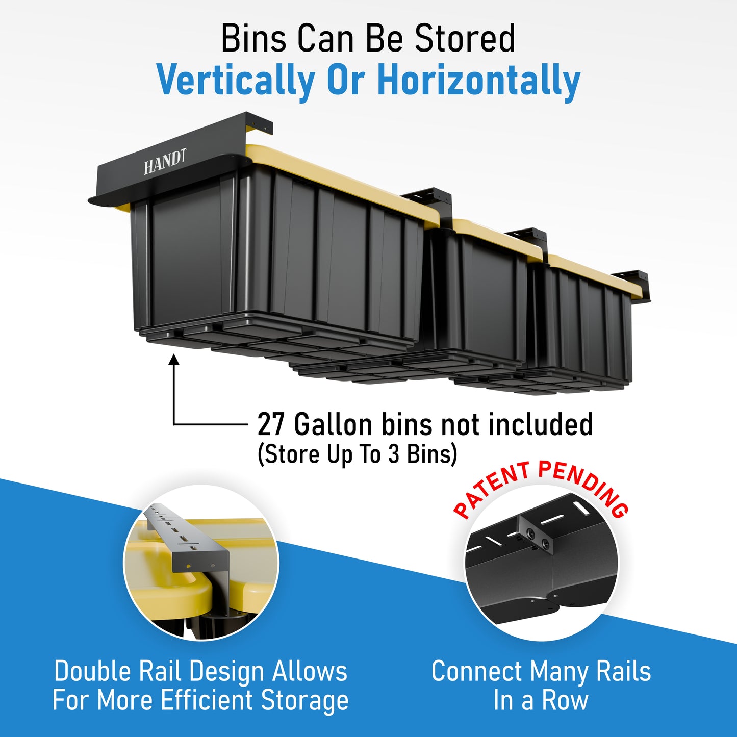 Overhead Connectable Metal Rails For Ceiling Storage