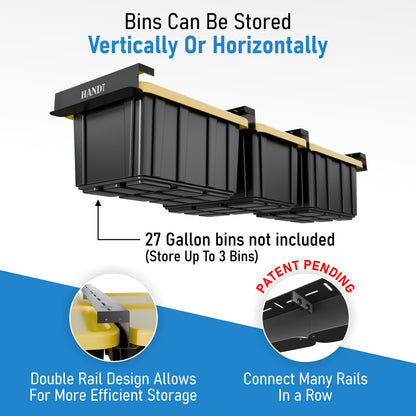 Overhead Connectable Metal Rails For Ceiling Storage