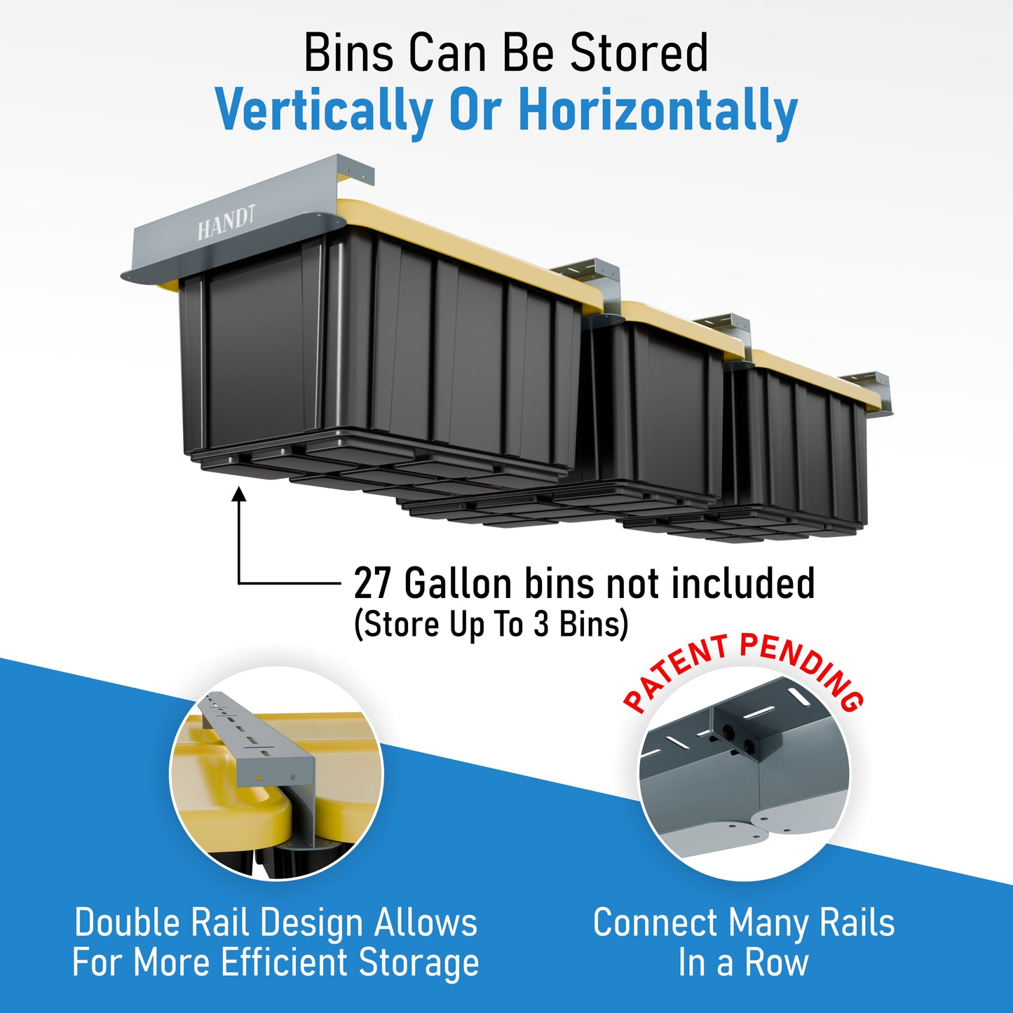 Overhead Connectable Metal Rails For Ceiling Storage