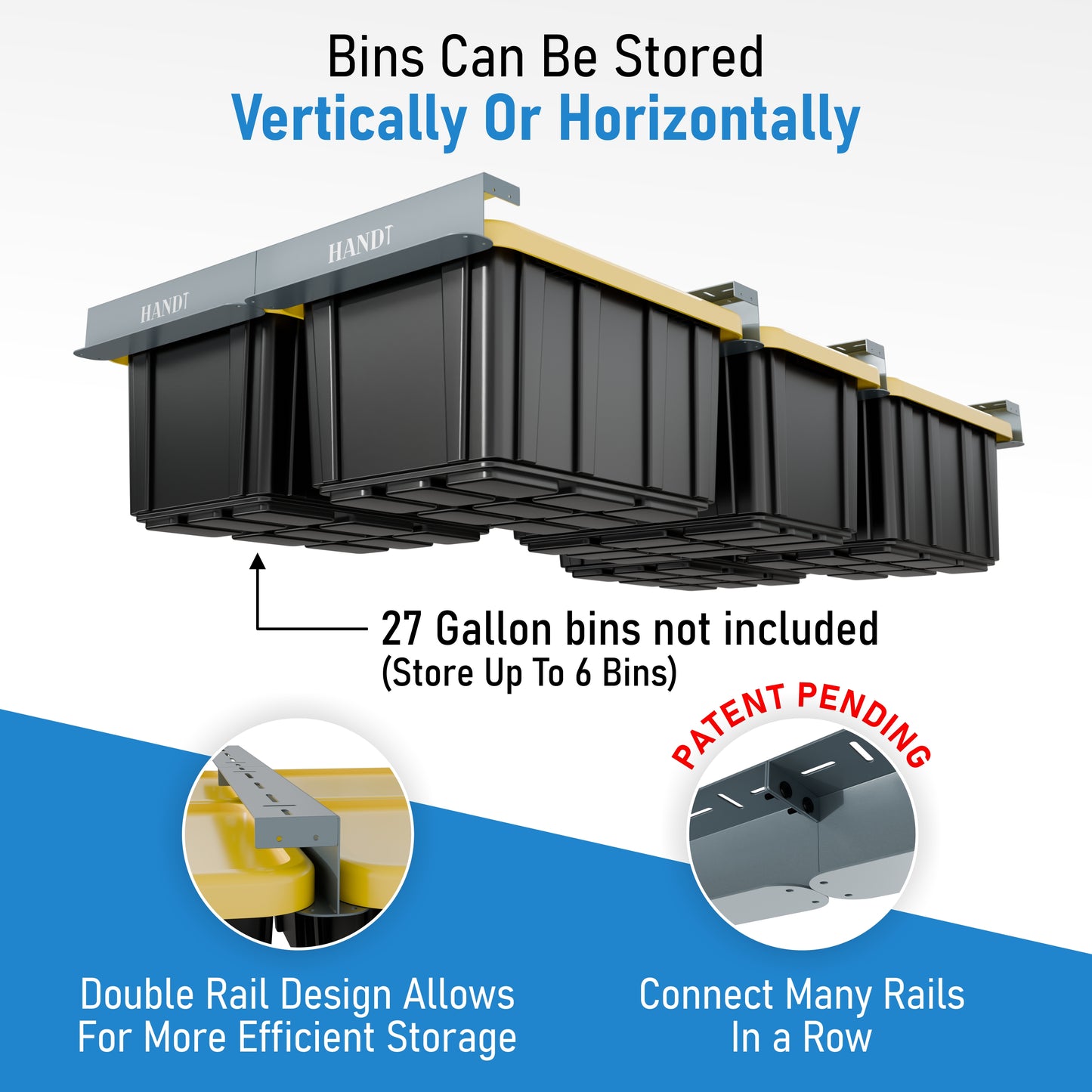 Overhead Connectable Metal Rails For Ceiling Storage