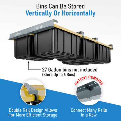 Overhead Connectable Metal Rails For Ceiling Storage