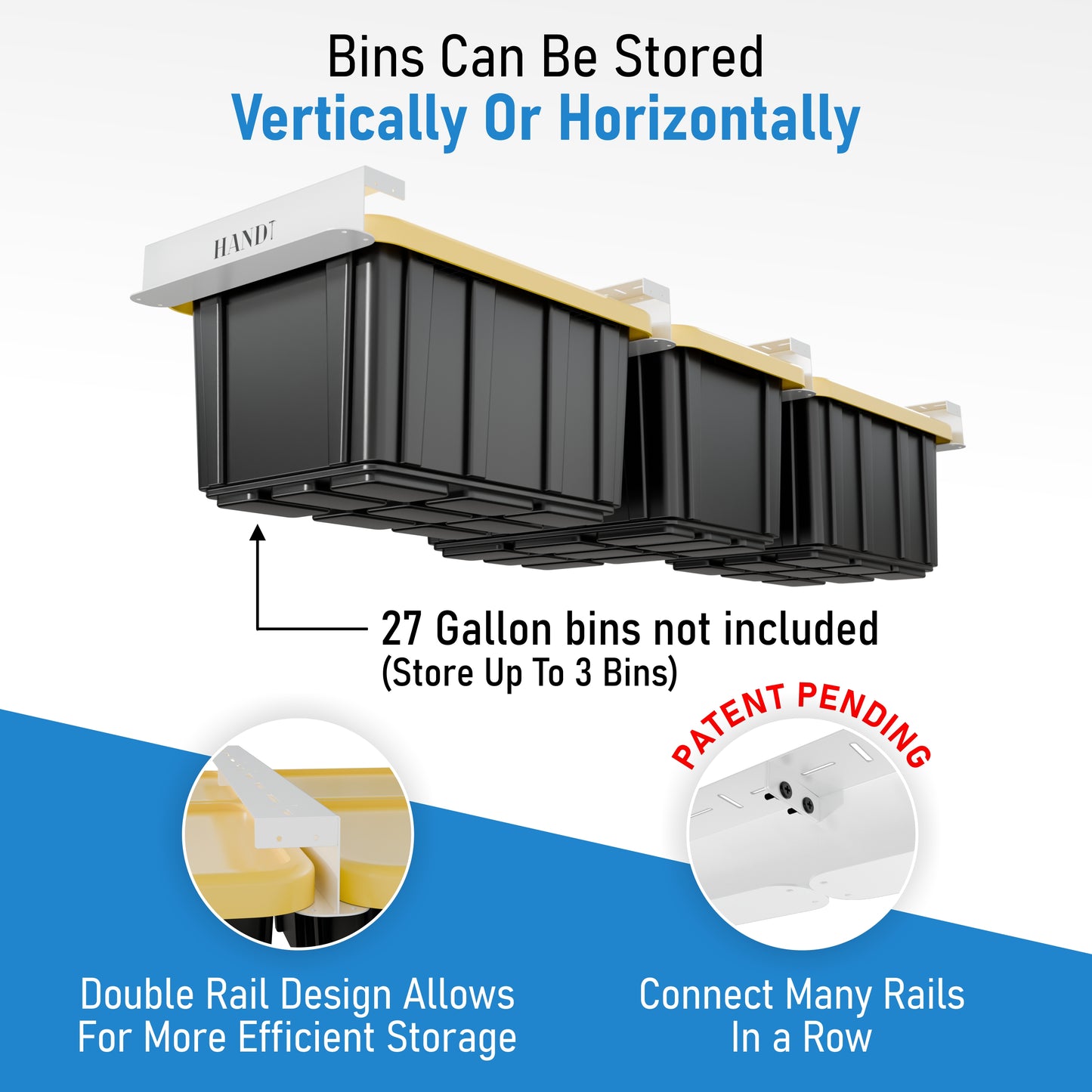 Overhead Connectable Metal Rails For Ceiling Storage