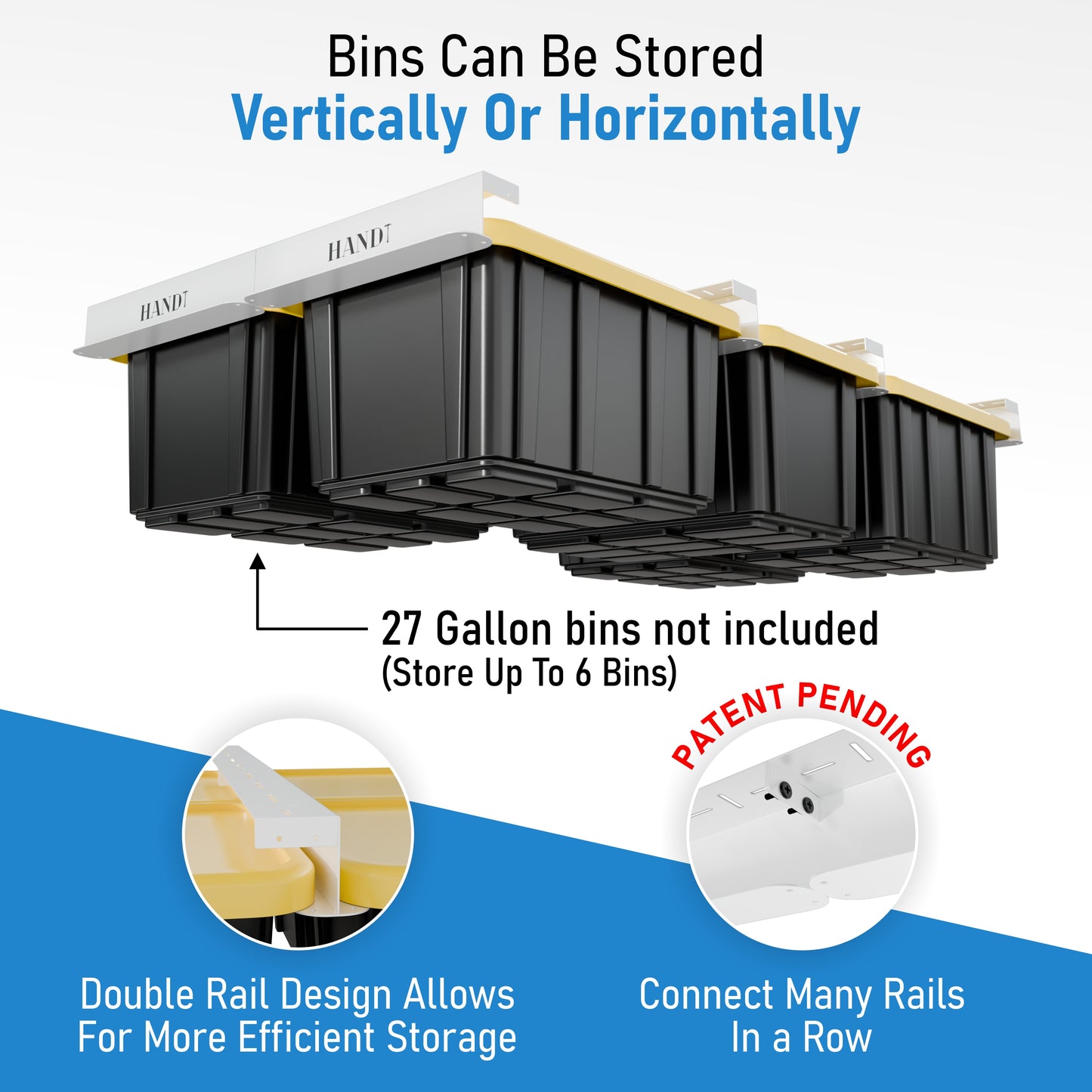 Overhead Connectable Metal Rails For Ceiling Storage