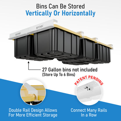 Overhead Connectable Metal Rails For Ceiling Storage