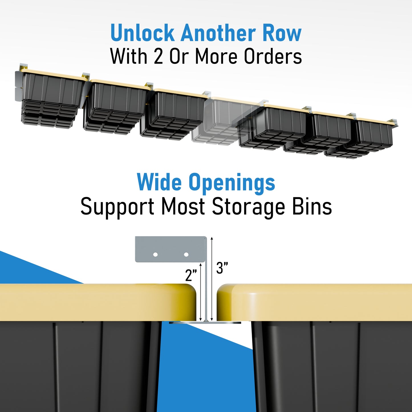 Overhead Connectable Metal Rails For Ceiling Storage