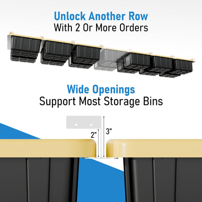 Overhead Connectable Metal Rails For Ceiling Storage