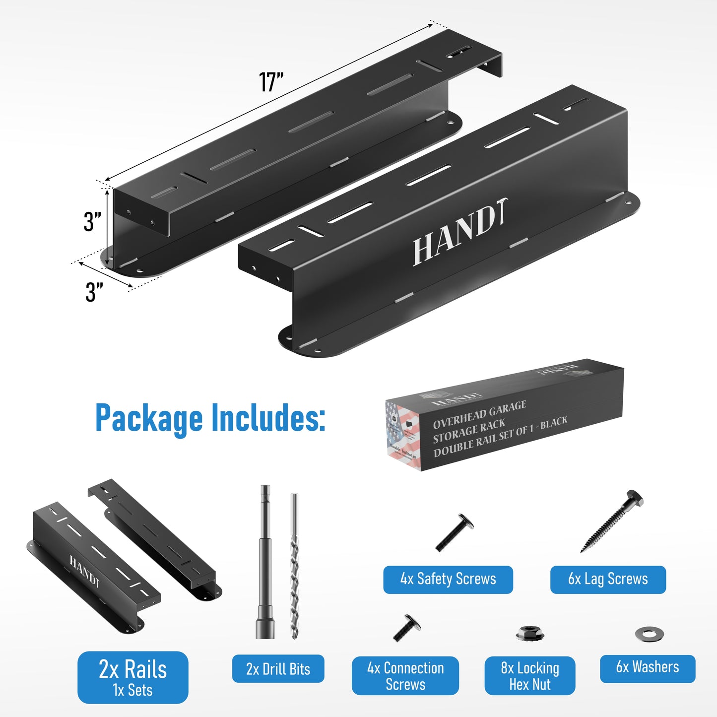 Overhead Connectable Metal Rails For Ceiling Storage