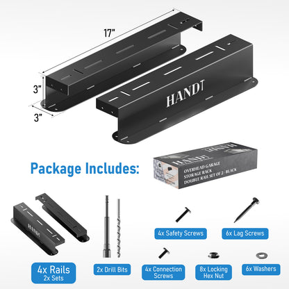 Overhead Connectable Metal Rails For Ceiling Storage