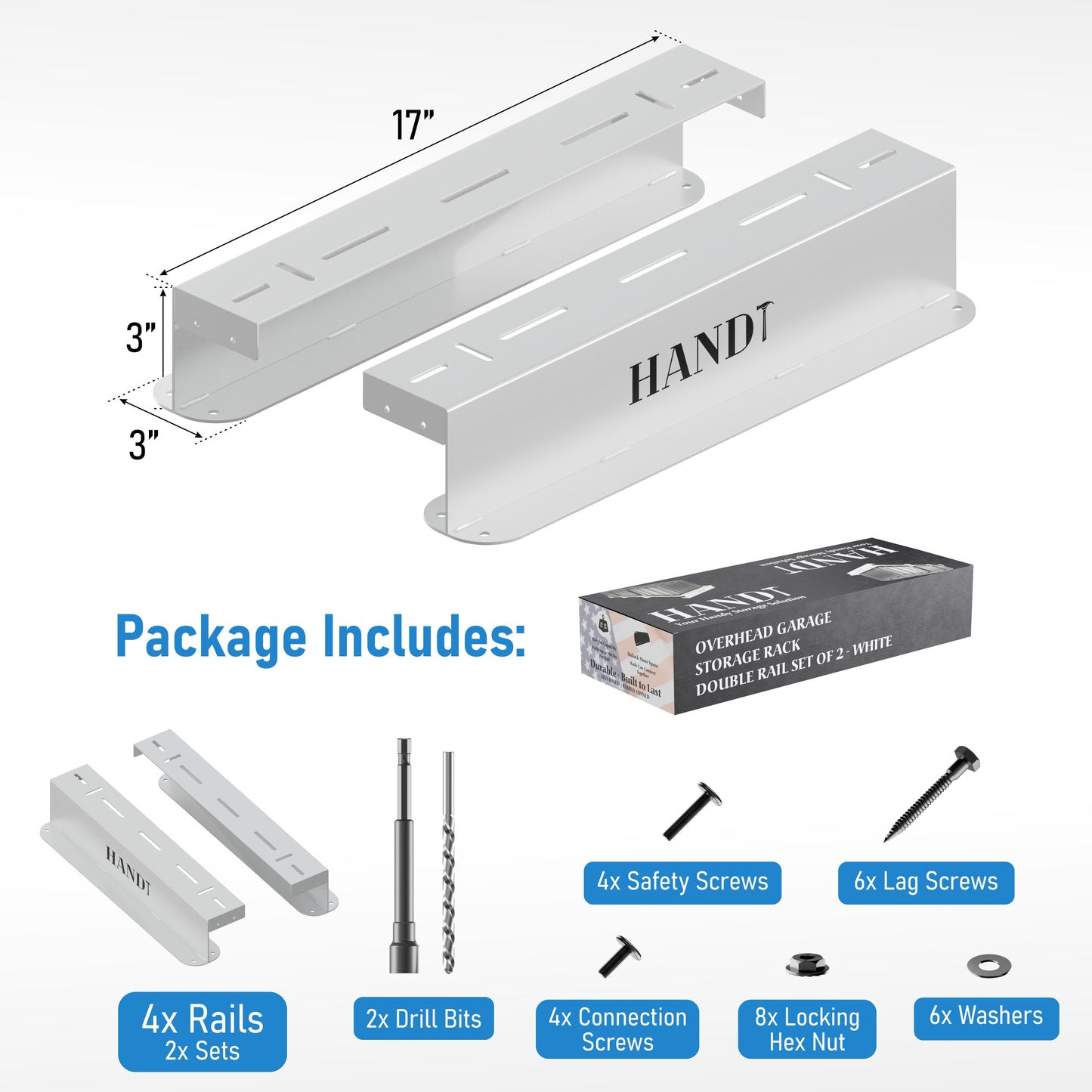 Overhead Connectable Metal Rails For Ceiling Storage
