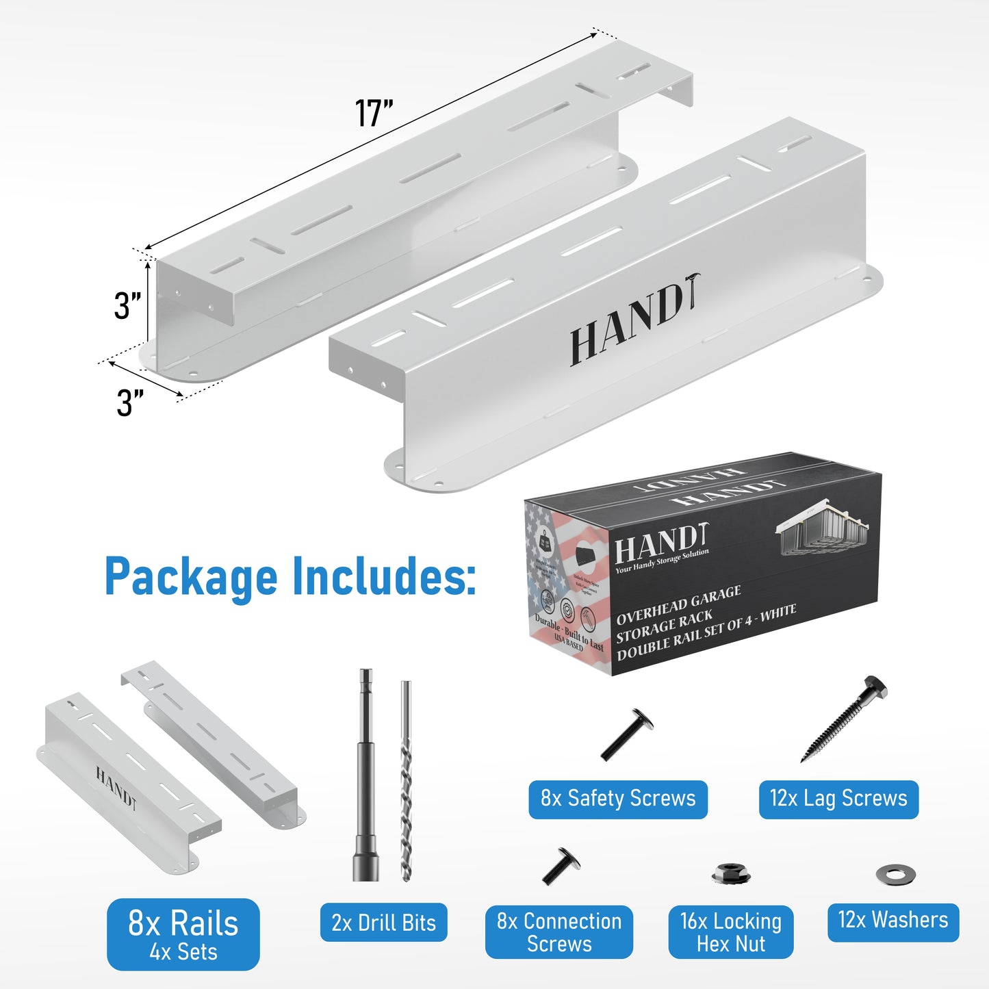 Overhead Connectable Metal Rails For Ceiling Storage