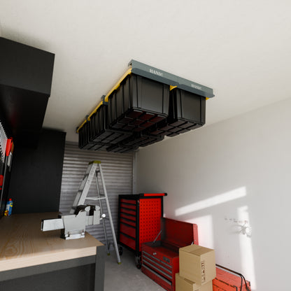 Overhead Connectable Metal Rails For Ceiling Storage