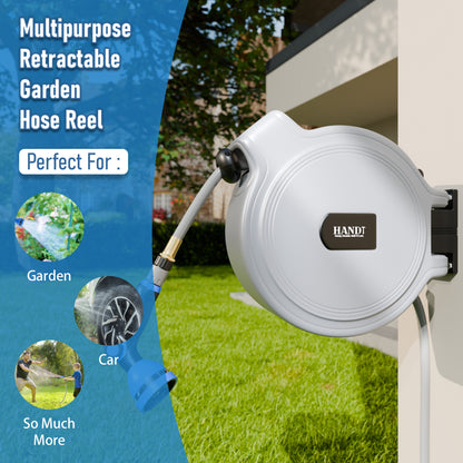 Retractable Garden Hose Reel, Quick Connect With 10-Pattern Nozzle